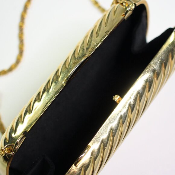 Vintage Women's Metallic Gold Mini Hard Case Crossbody Purse - Picture 7 of 8